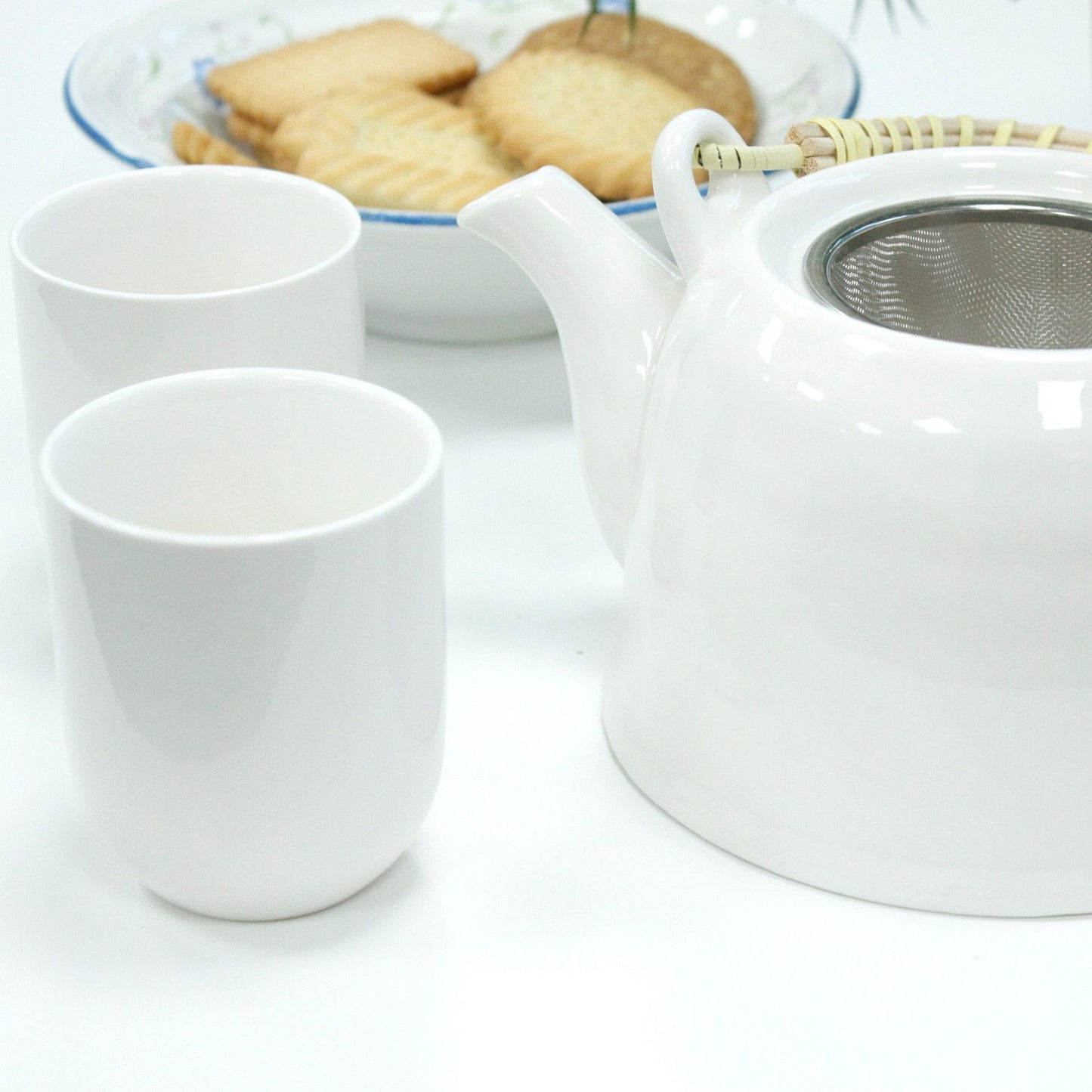 Set de tetera blanco clásico con tazas – Cerámica