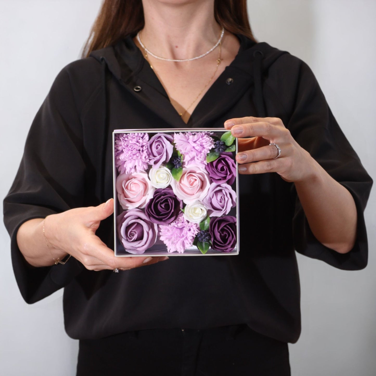 Caja de Rosas de Jabón Eternas Lavanda
