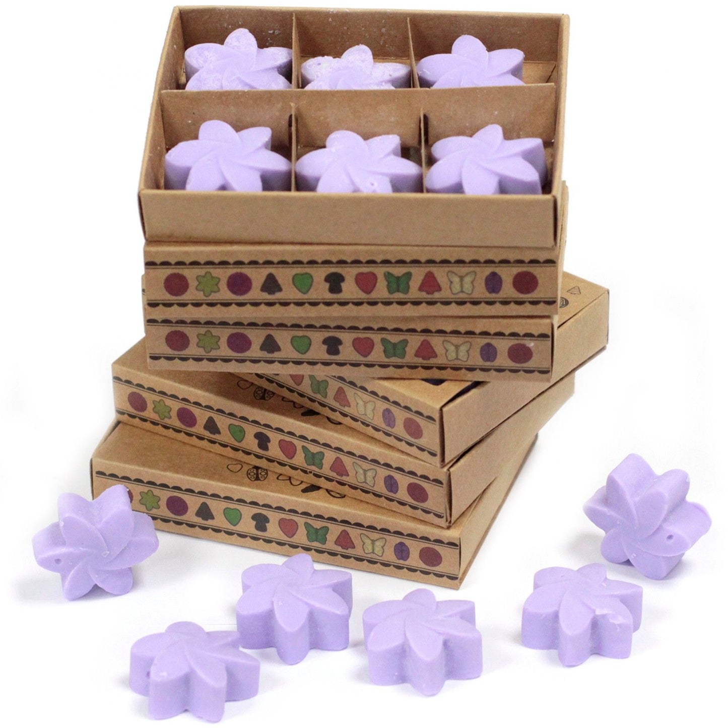 Caja de 6 ceras de soja Campos de Lavanda – Aroma relajante