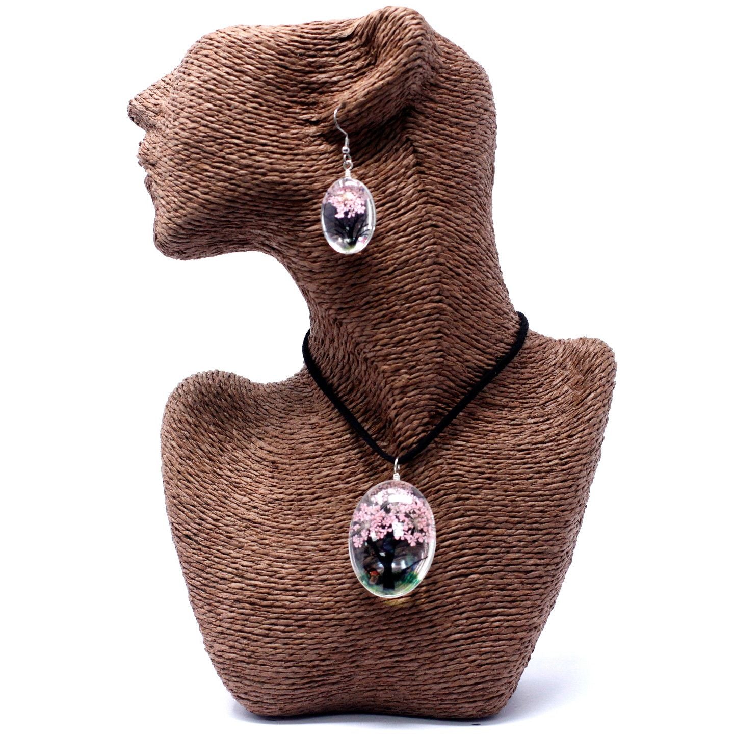 Conjunto Árbol de la Vida Rosa – Collar y Pendientes