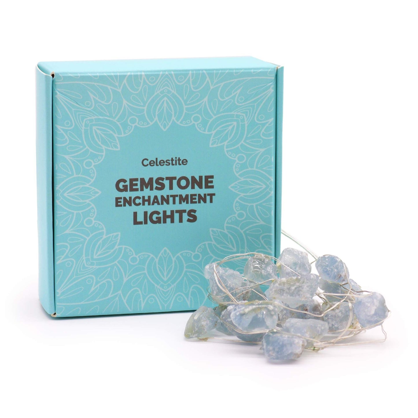 Luces Encantadas con Piedras Celestitas – Decoración Calmante y Equilibrante