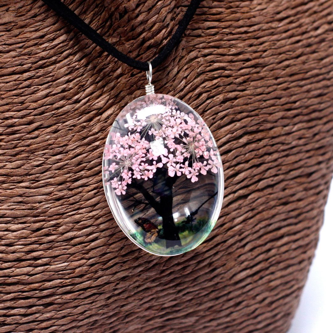 Conjunto Árbol de la Vida Rosa – Collar y Pendientes