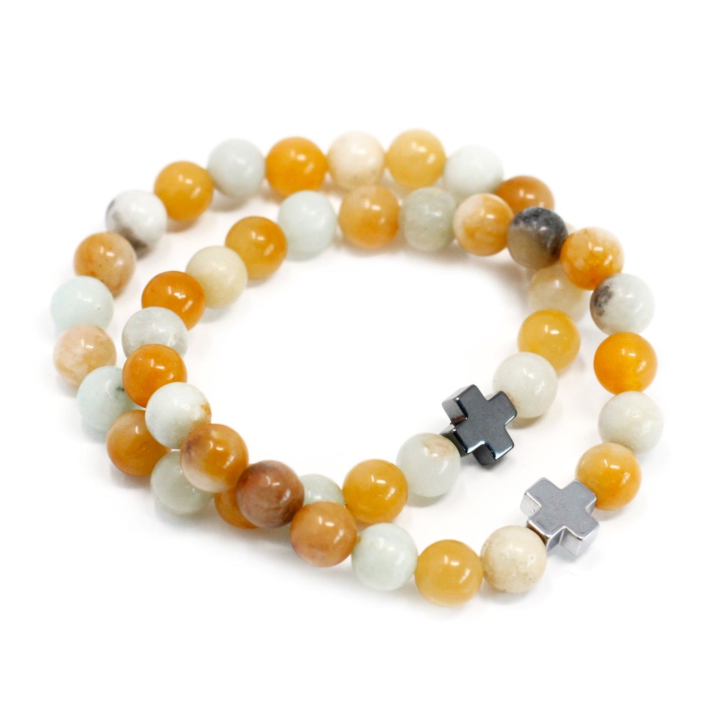 Set de 2 Pulseras de Amazonita y Jaspe Amarillo – Lealtad y Energía Vital