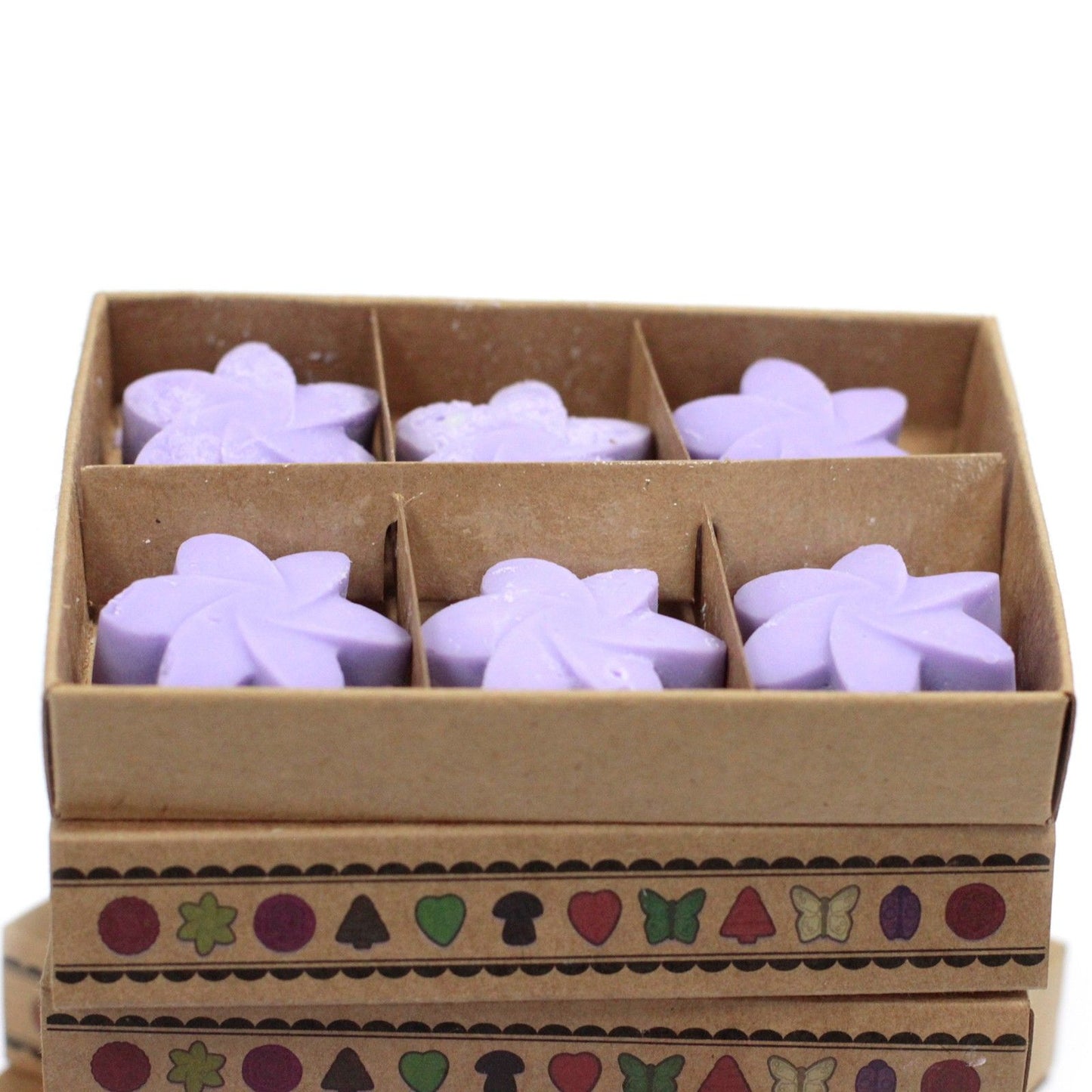Caja de 6 ceras de soja Campos de Lavanda – Aroma relajante