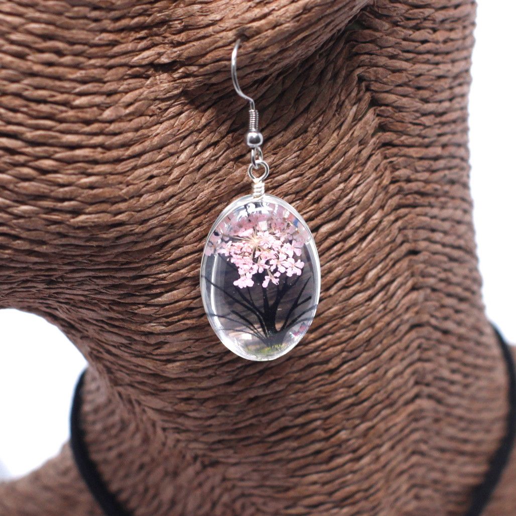 Conjunto Árbol de la Vida Rosa – Collar y Pendientes