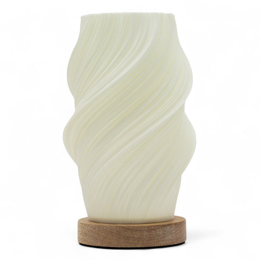 Lámpara de Mesa Nube Espiral – Luz LED Regulable USB con Base de Mader