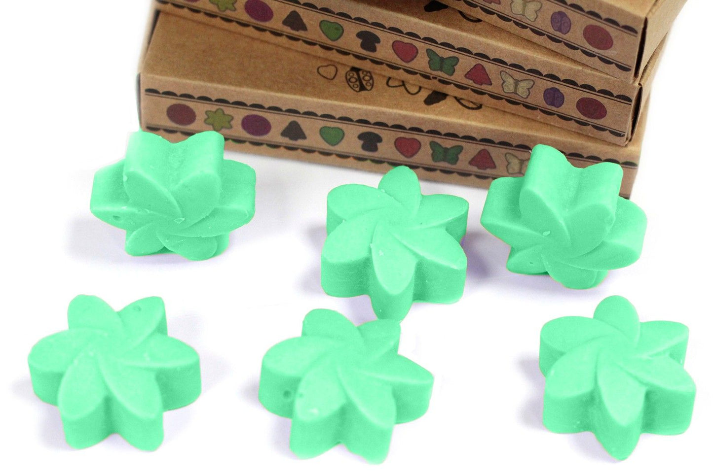 Caja de 6 ceras de soja aromáticas Jardín Escondido – Aroma fresco y floral