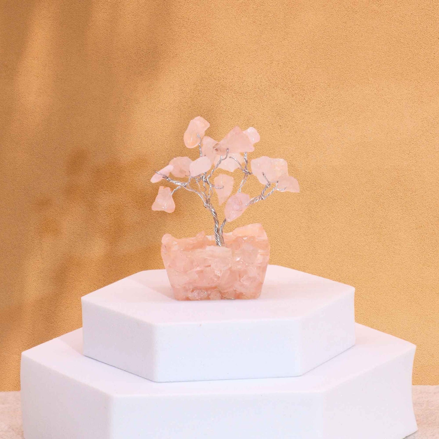 Mini árbol de cuarzo rosa