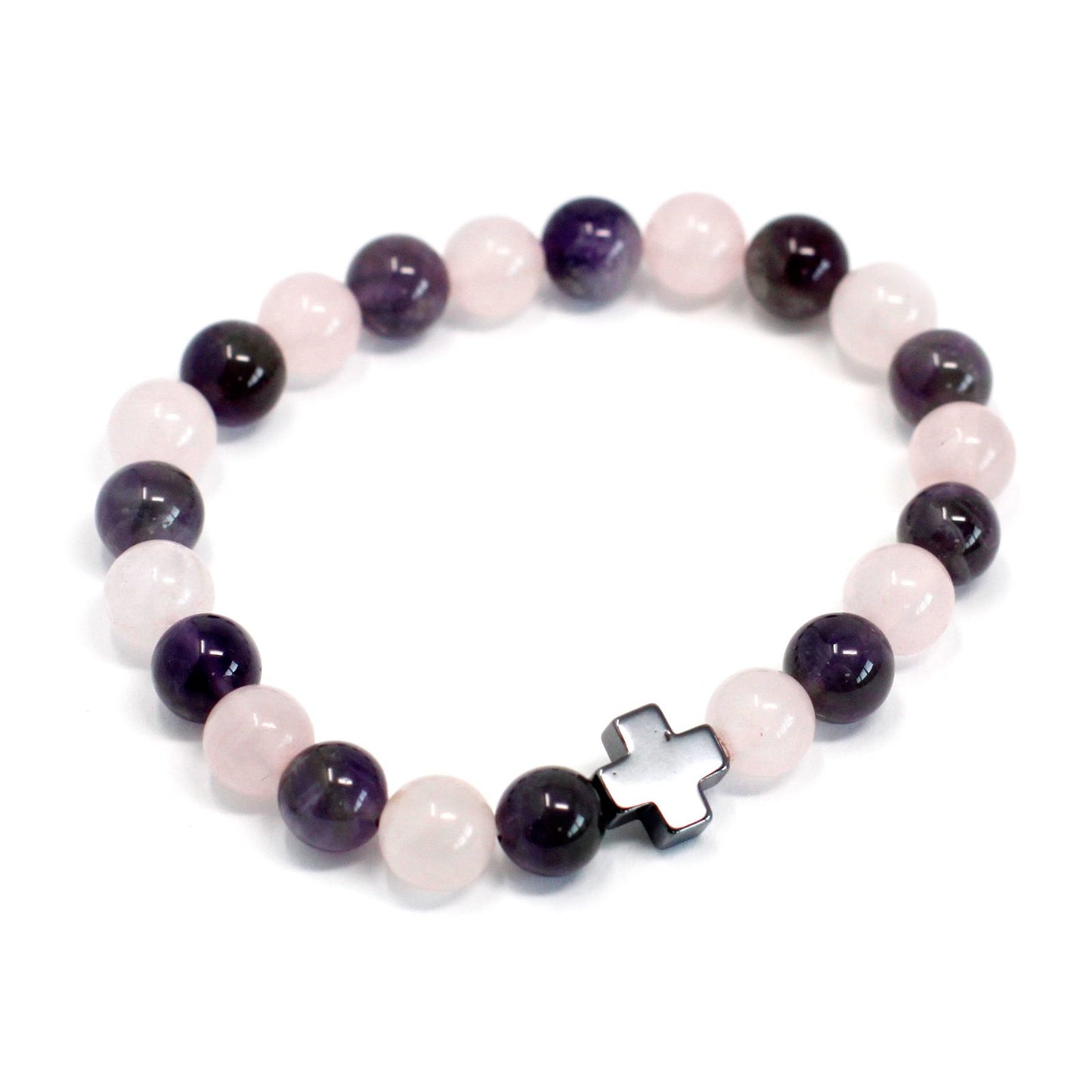 Set de 2 Pulseras de Amatista y Cuarzo Rosa – Amor y Calma Interior