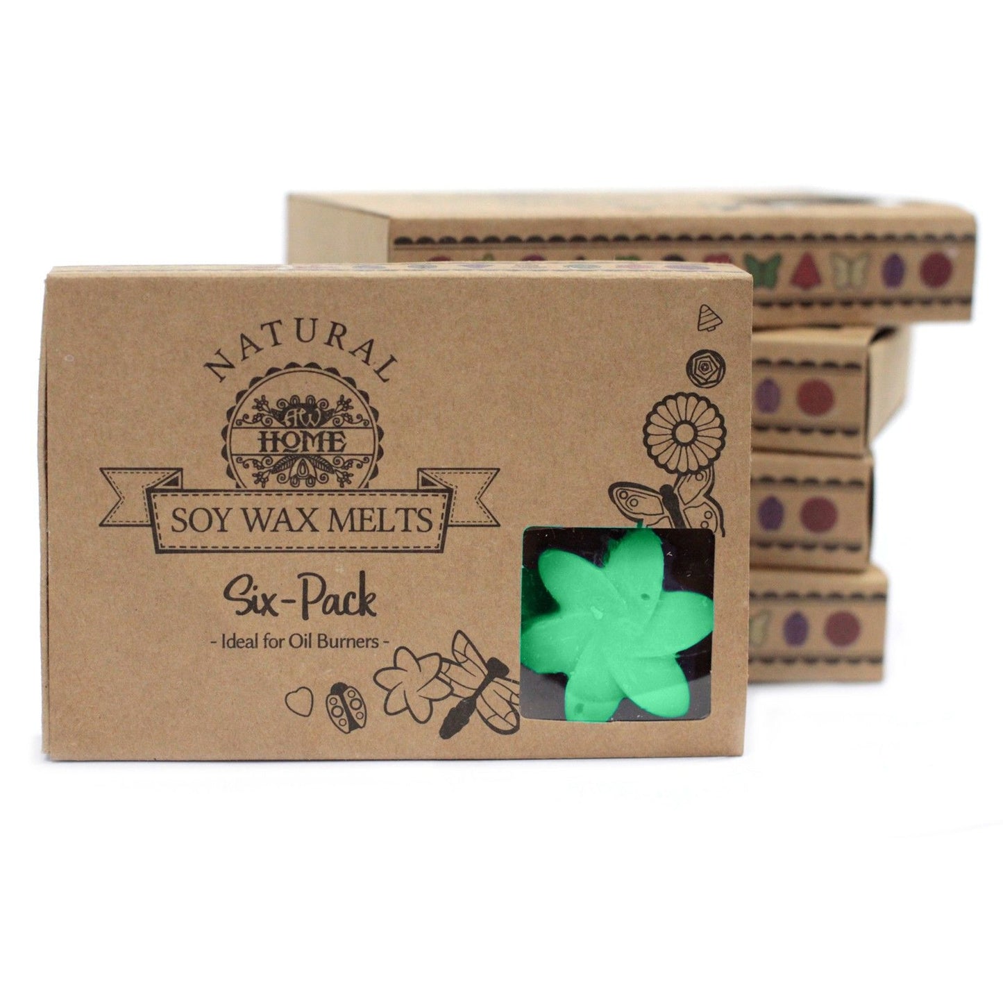 Caja de 6 ceras de soja aromáticas Jardín Escondido – Aroma fresco y floral