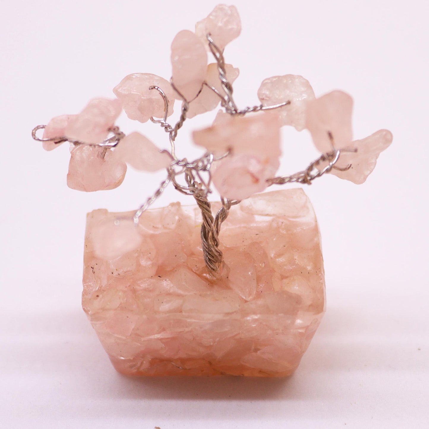 Mini árbol de cuarzo rosa