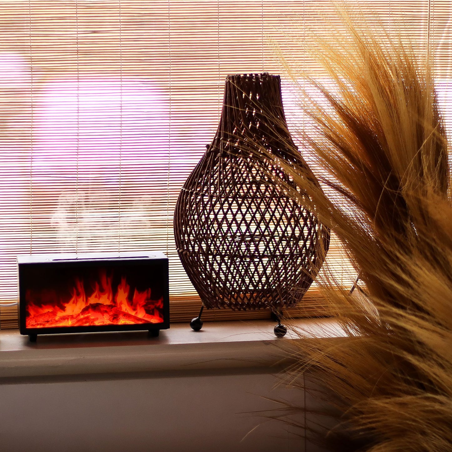 Difusor de Aroma con Efecto Llama – Aromaterapia USB, Luz LED y Sonido Relajante