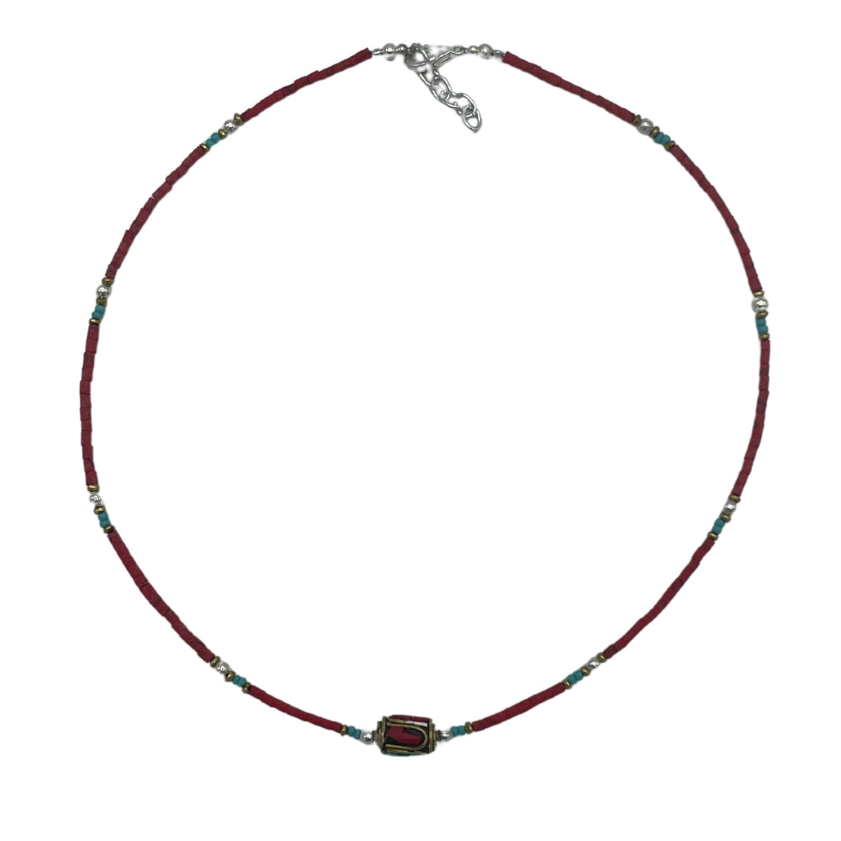 Collar Nepalí de Gemas Extrafinas – Coral Tribal 43 cm