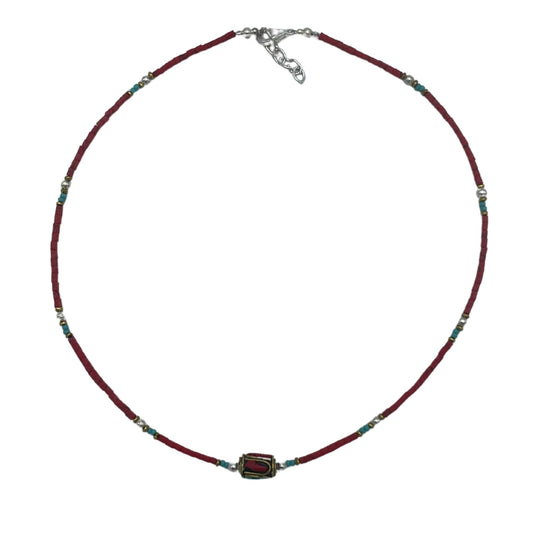 Collar Nepalí de Gemas Extrafinas – Coral Tribal 43 cm