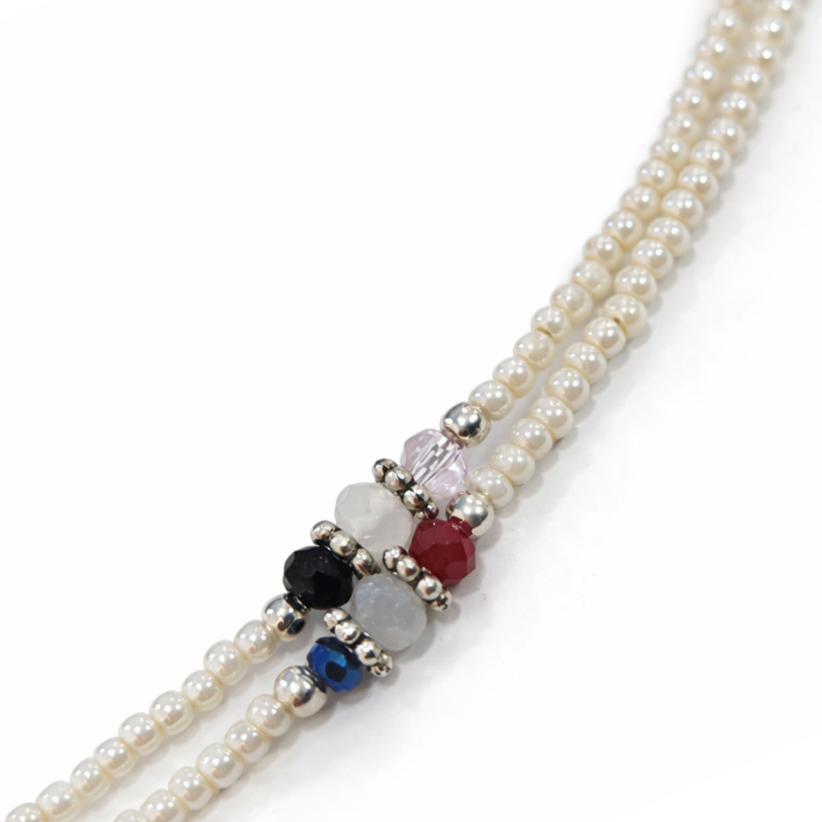 Collar Doble Hilo de Howlita Artesanal Nepalí 42 cm