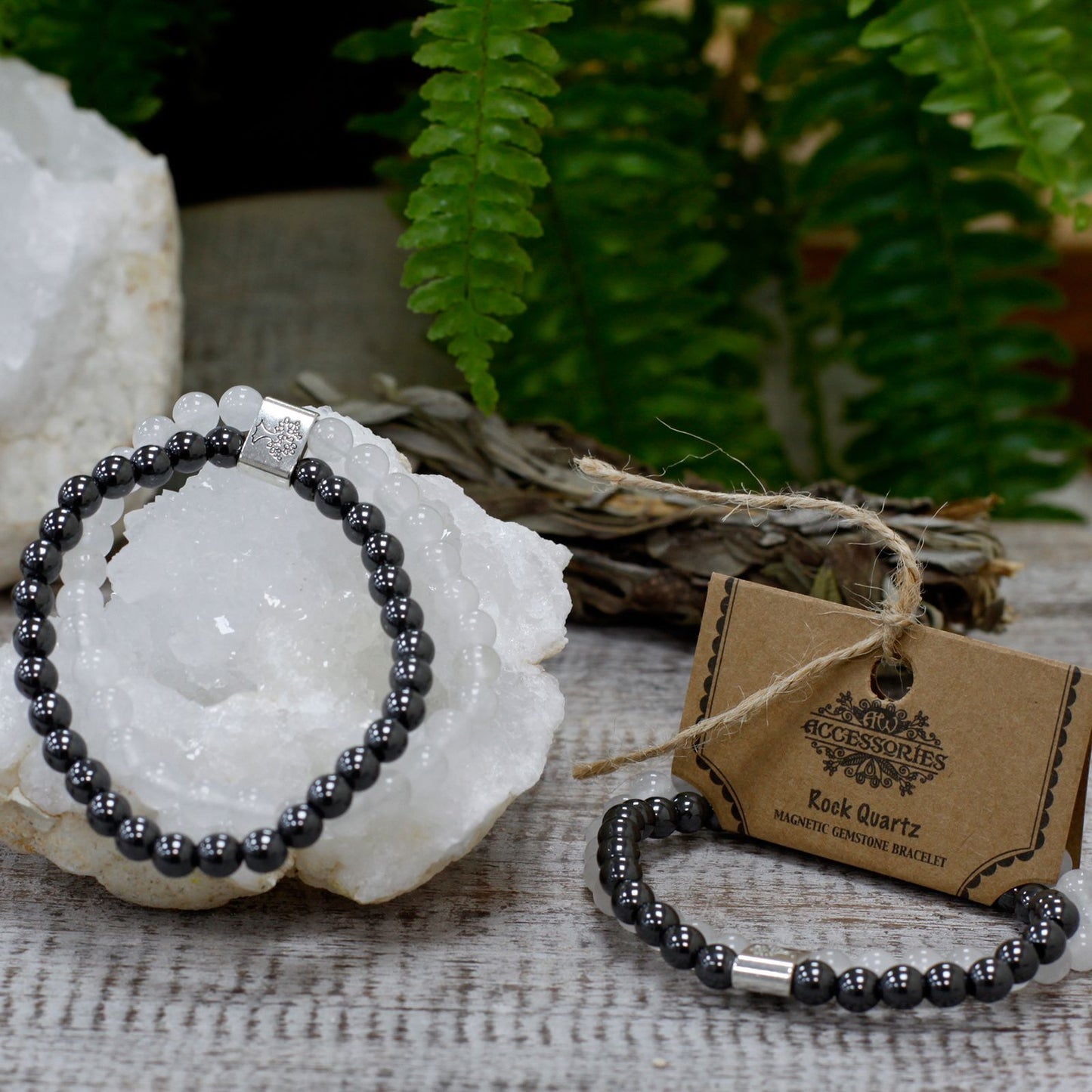 Pulsera de Piedras Magnéticas – Cuarzo Blanco