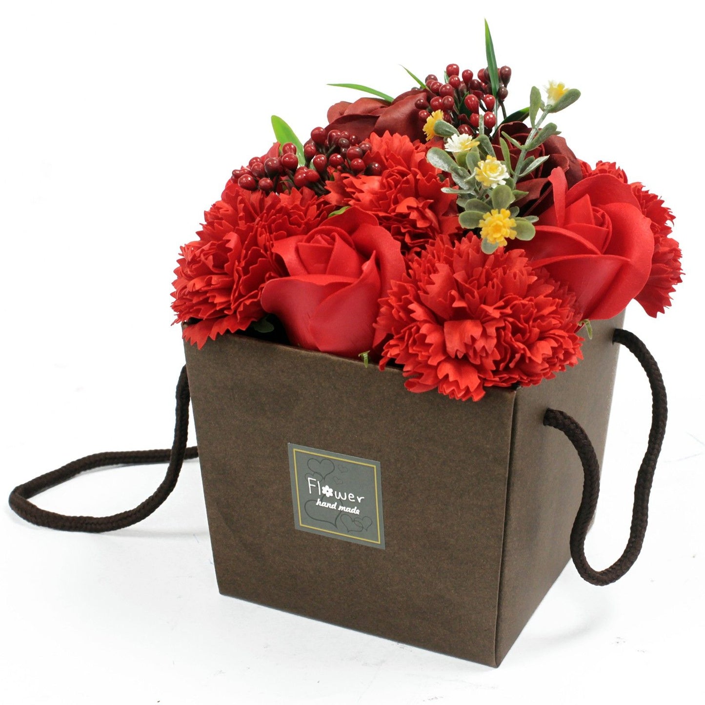 Bouquet de Flores de Jabón – Rosas Rojas y Clavel