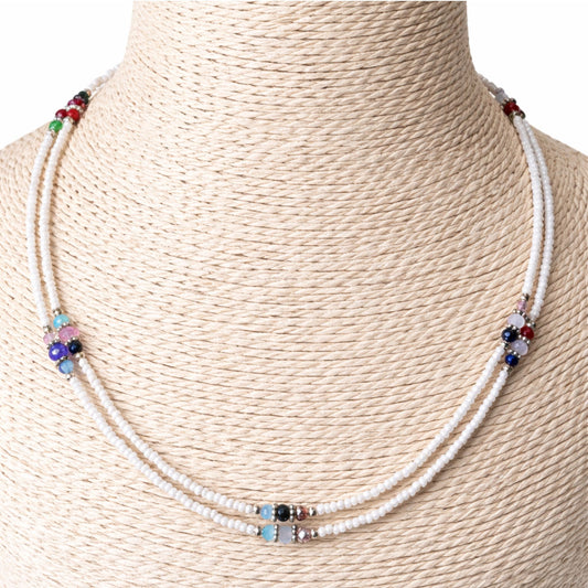 Collar Doble Hilo de Howlita Artesanal Nepalí 42 cm