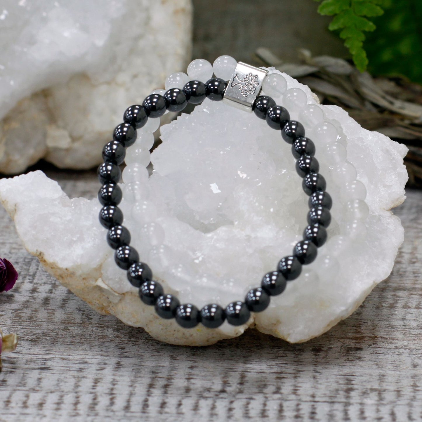 Pulsera de Piedras Magnéticas – Cuarzo Blanco