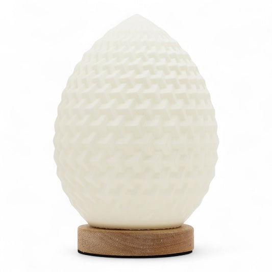 Lámpara de Mesa Lágrima Onda – Luz LED Regulable USB con Base de Madera