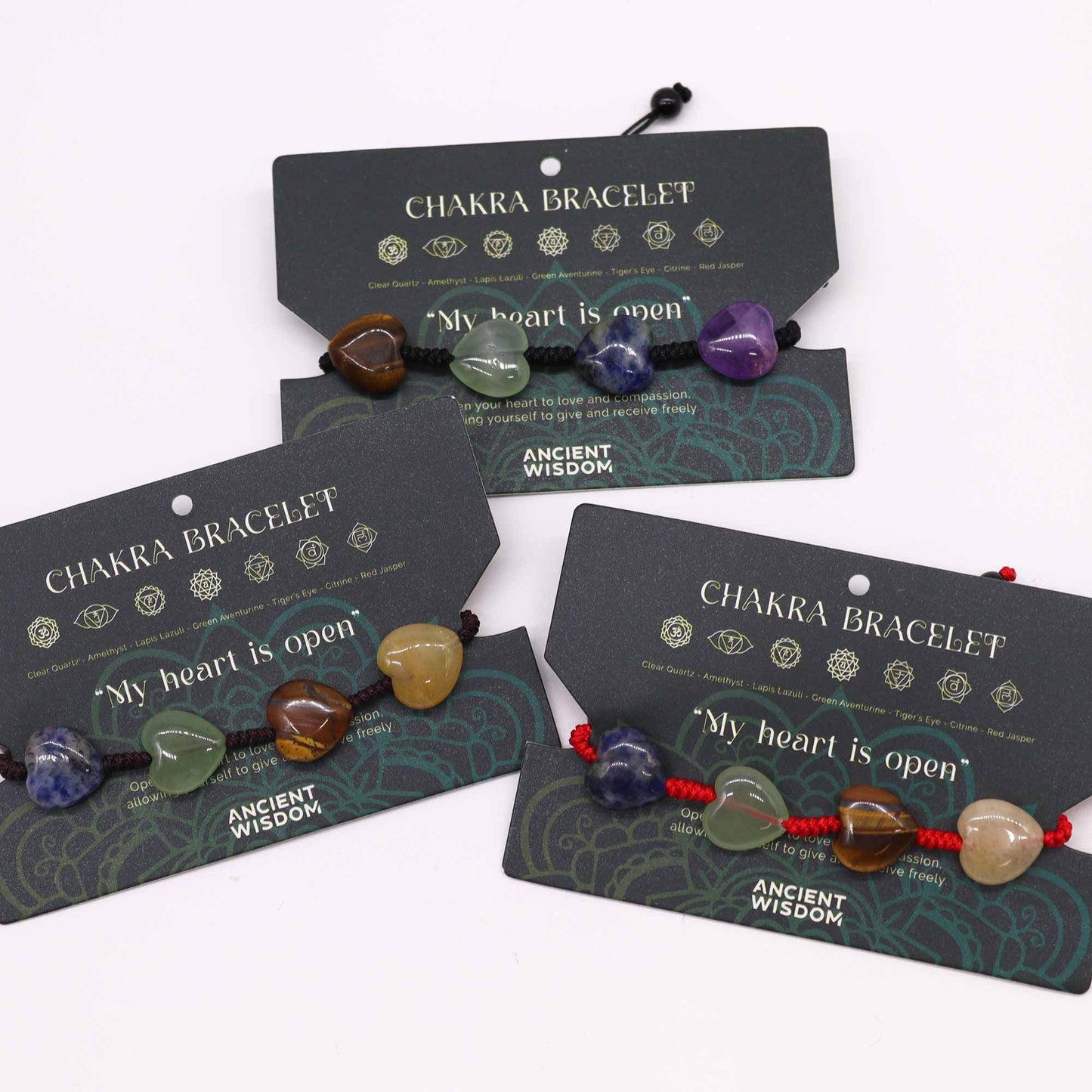 Pulsera de chakras – Corazones de piedra natural