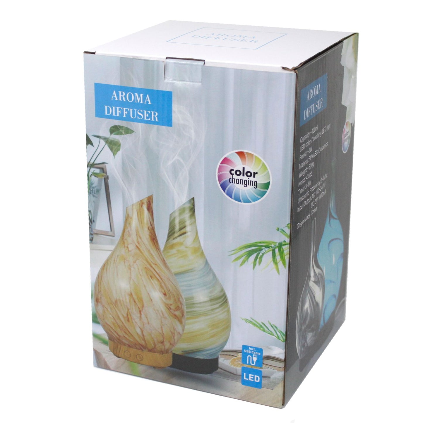 Difusor de Aromas Ultrasónico con Luz LED – Humidificador USB 100 ml