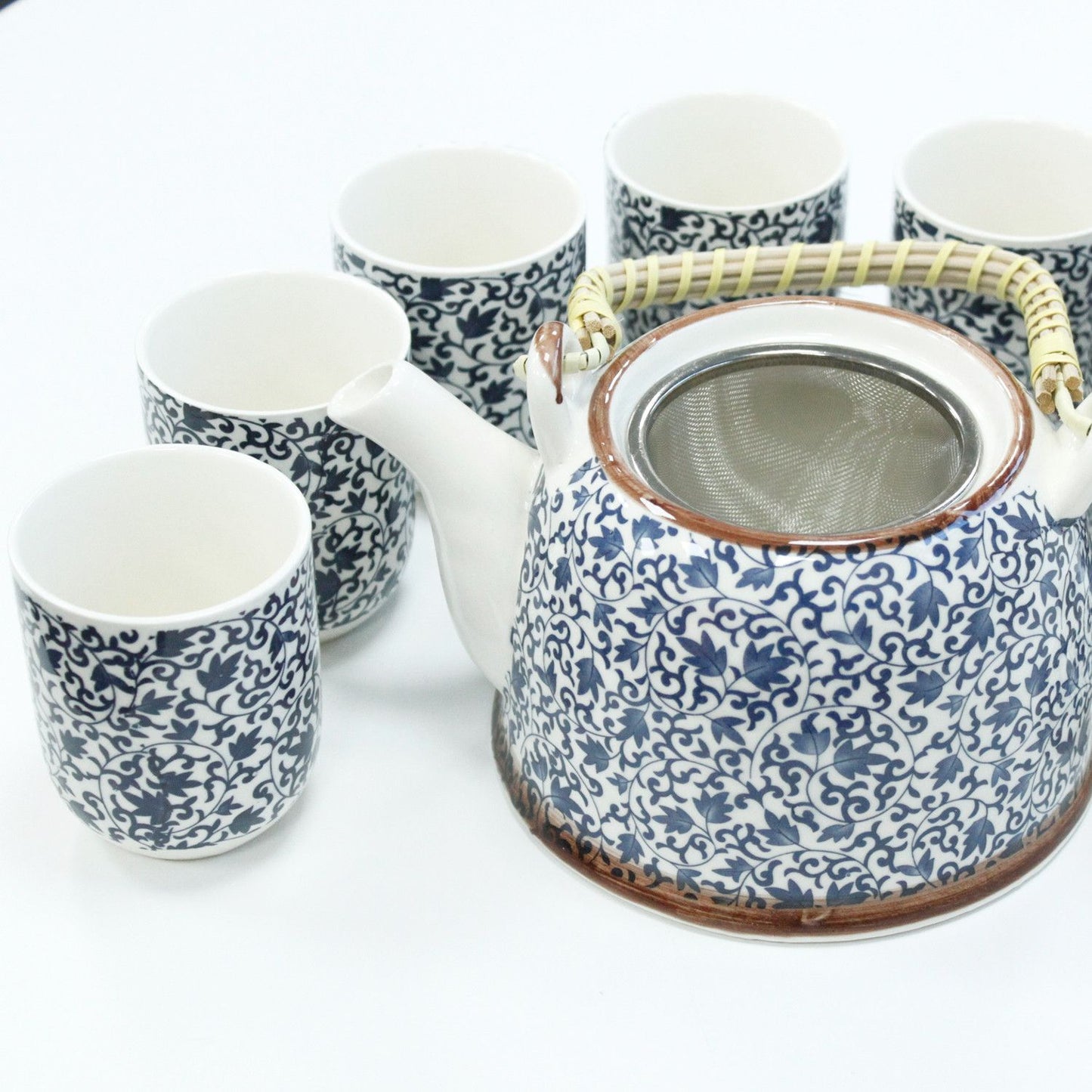 Set de tetera japonesa azul con tazas
