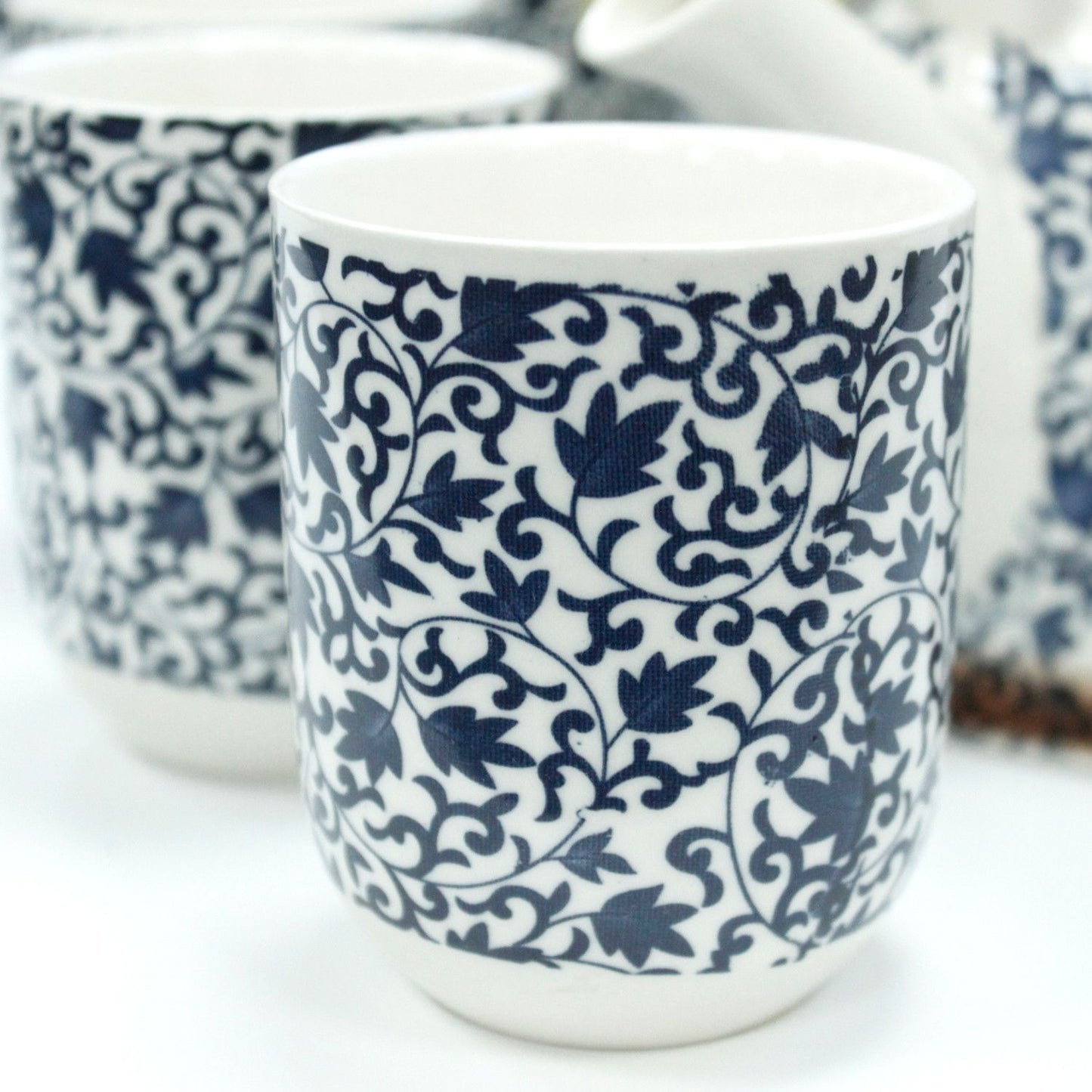 Set de tetera japonesa azul con tazas