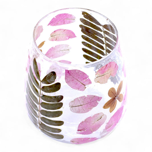 Portavelas de vidrio floral natural – Jarrón Margarita