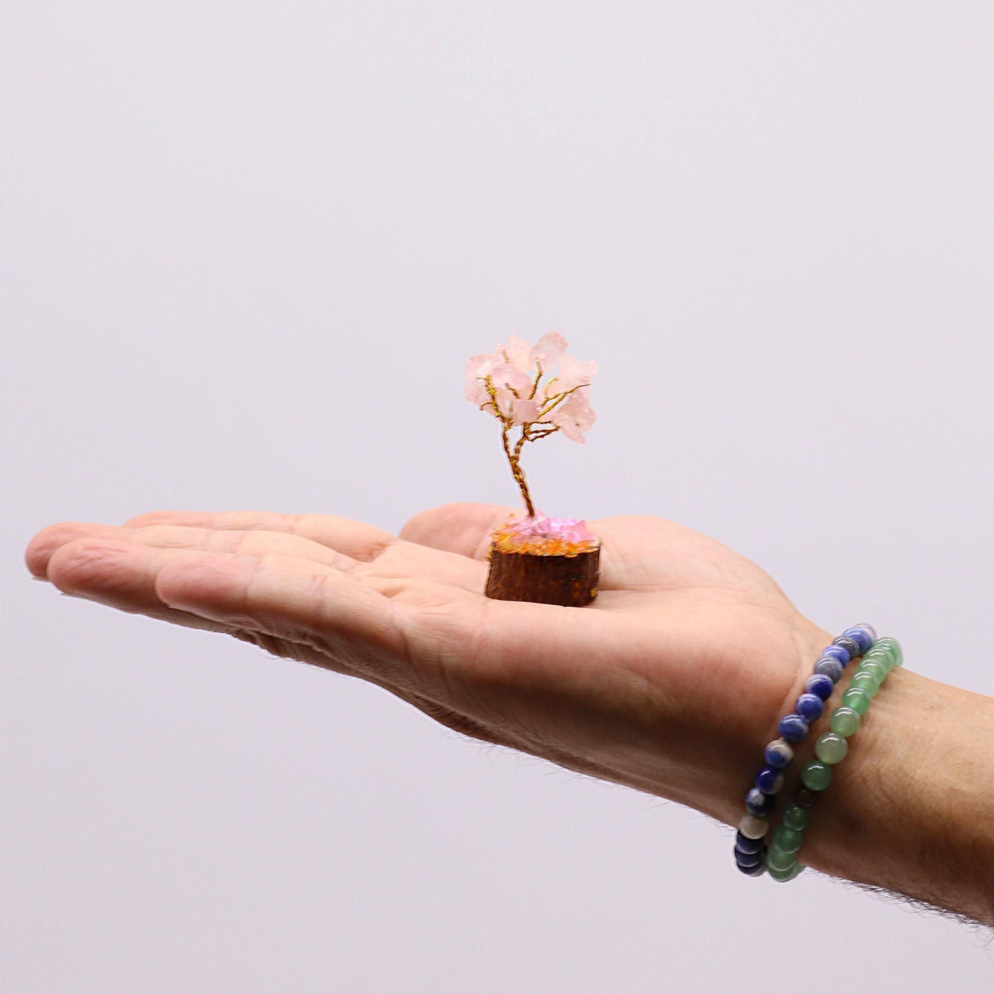 Mini árbol cuarzo rosa