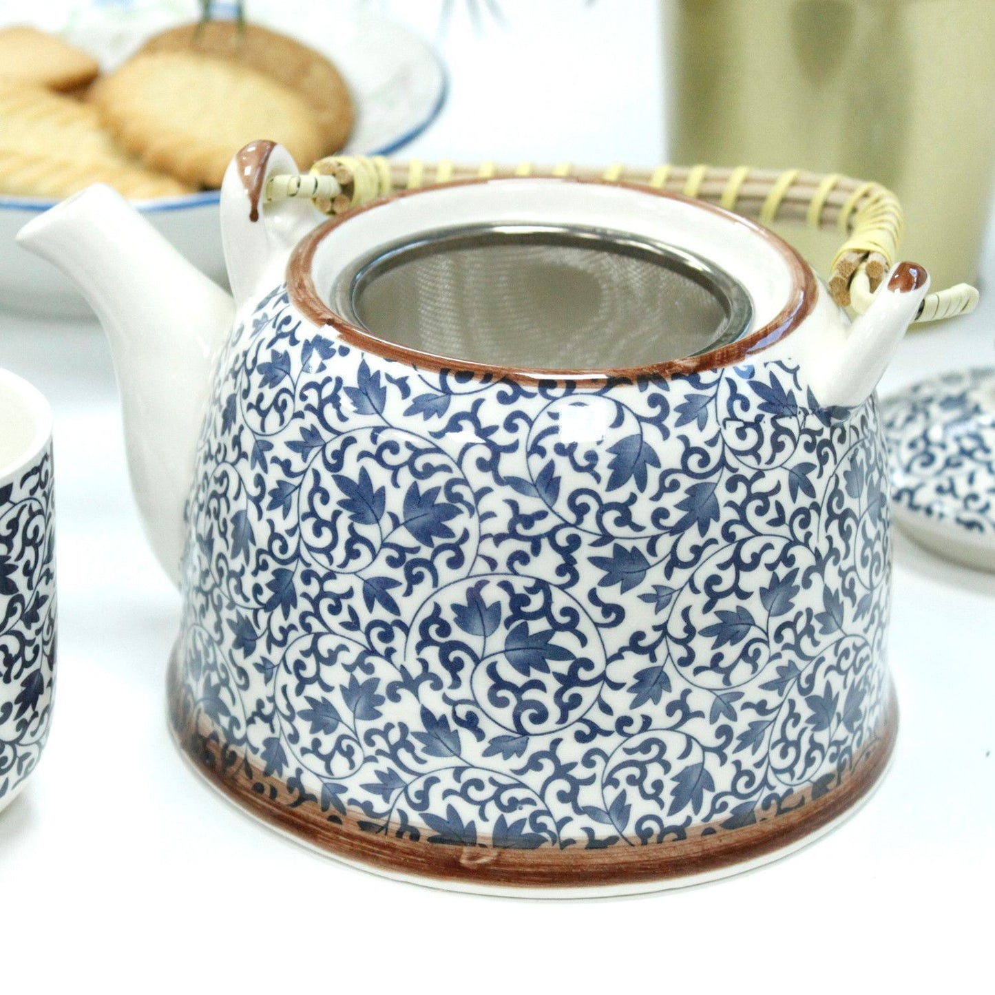 Set de tetera japonesa azul con tazas
