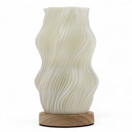 Lámpara de Mesa Onda Estrella – Luz LED Regulable USB con Base de Madera