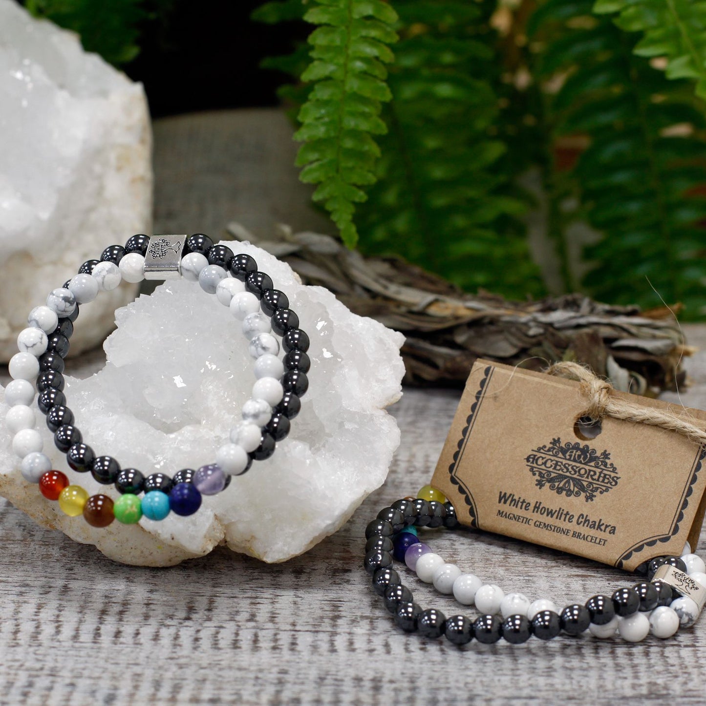 Pulsera de Piedras Magnéticas – Howlita Blanca
