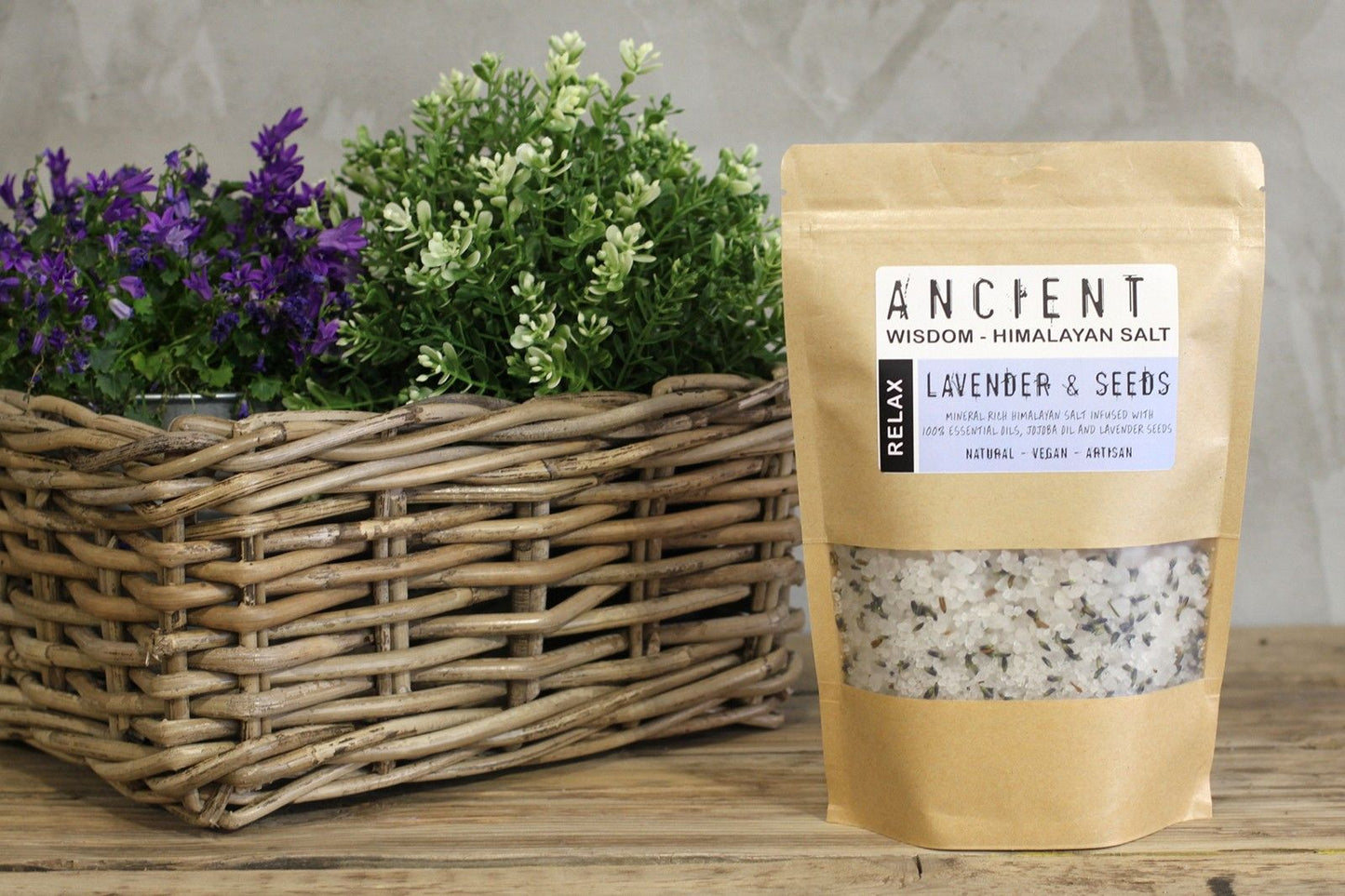 Sal de Baño del Himalaya Relajarse · Lavanda y Jojoba · 500 g