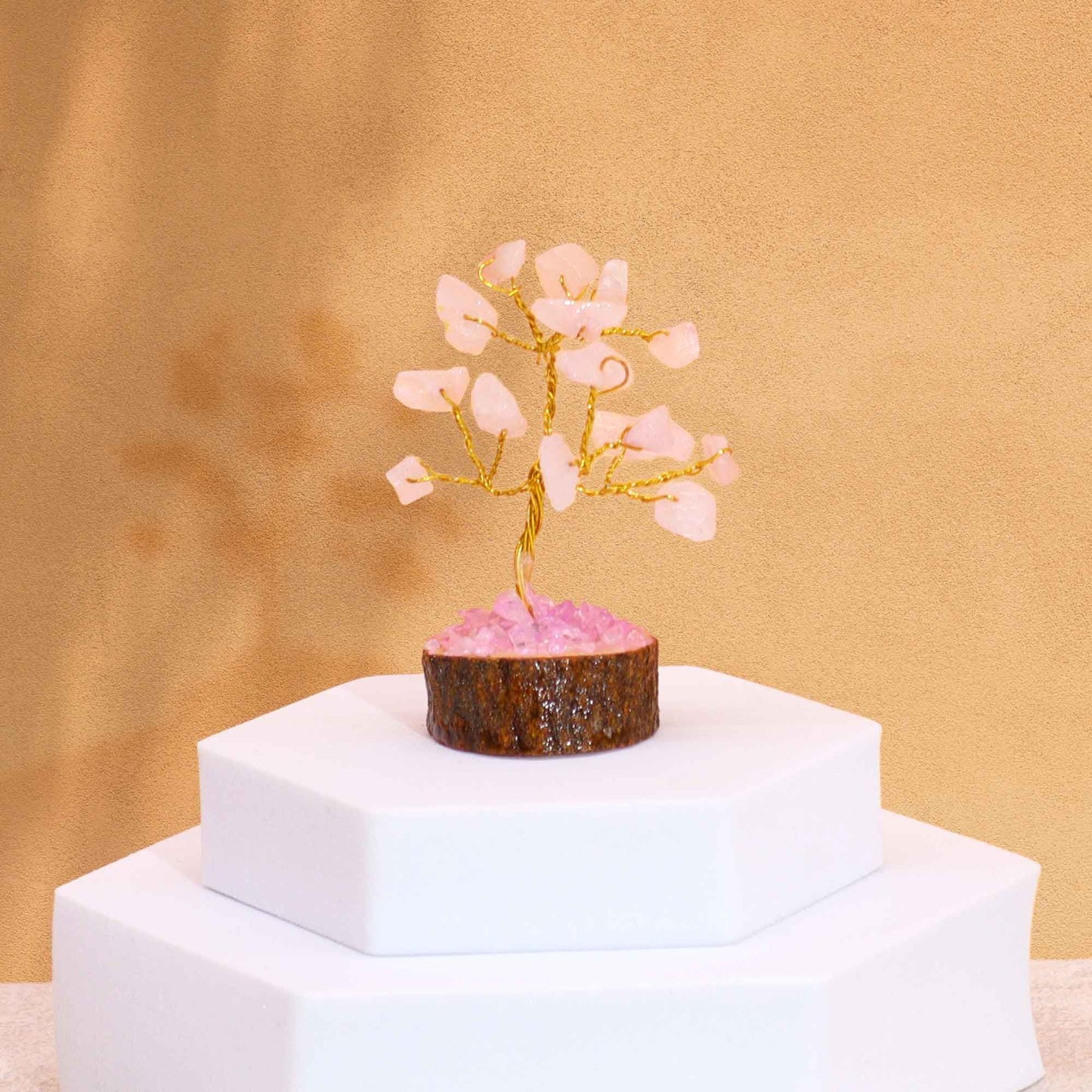 Mini árbol cuarzo rosa