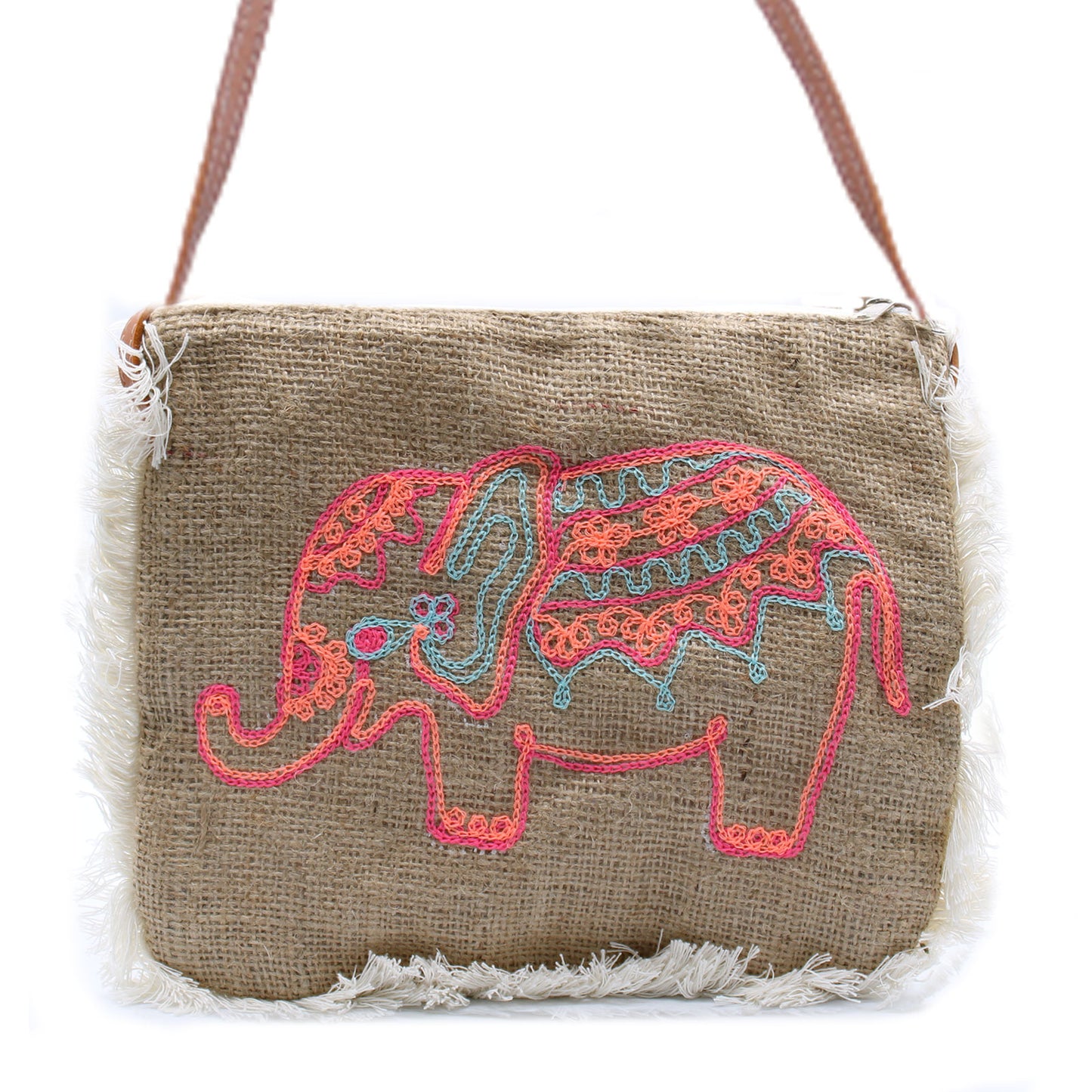 Bolso de Yute con Bordado de Elefante – Estilo Artesanal