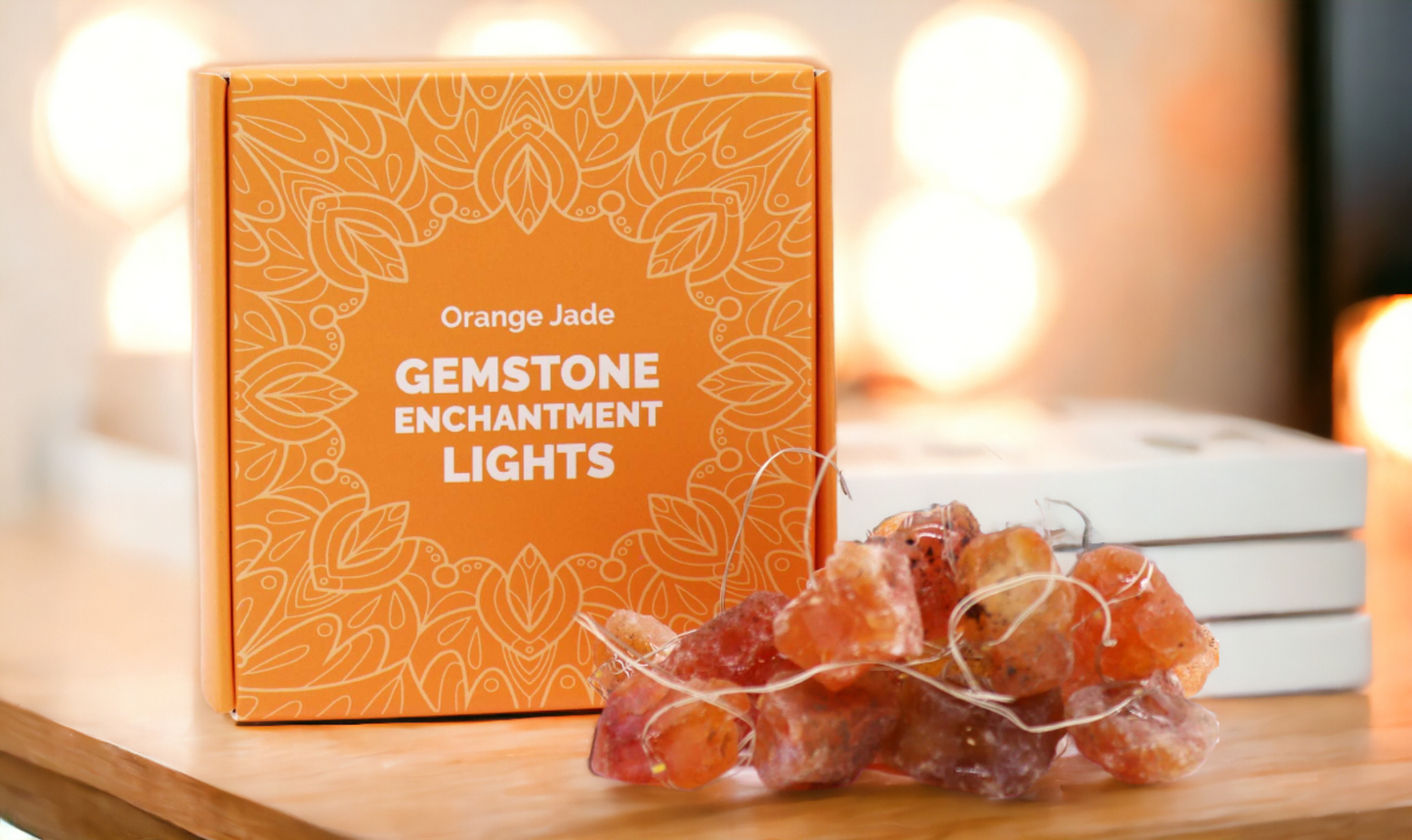 Luces Encantadas con Piedras Naranja – Decoración Cálida y Energética