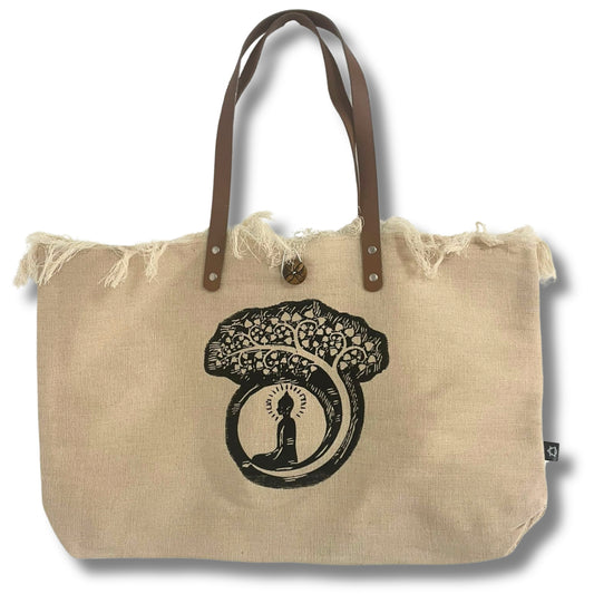 Bolso Boho de Lienzo de Algodón con Asas – Diseño Buda