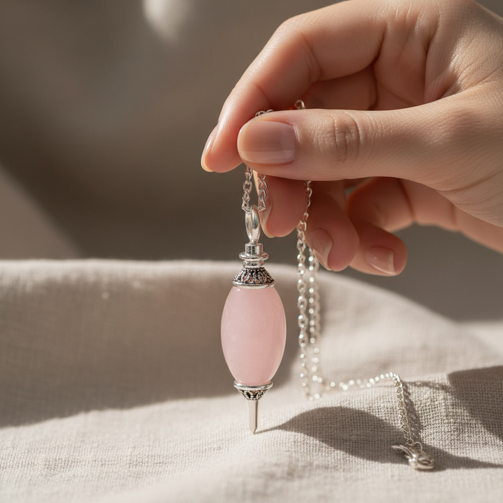 Péndulo Cuarzo Rosa – mano