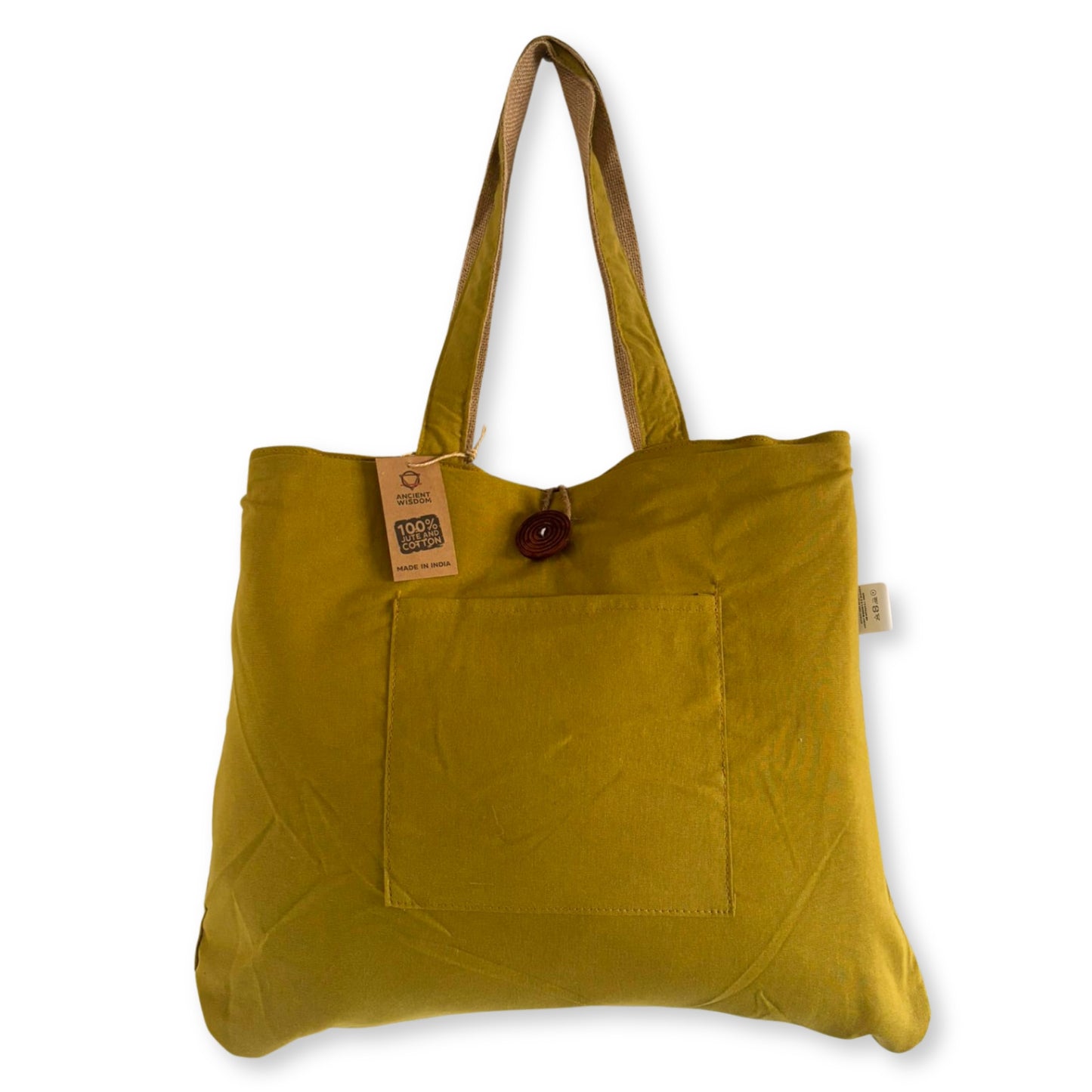 Bolsa Grande Reversible de Yute y Algodón – Color Pistacho