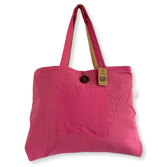 Bolsa Grande Reversible de Yute y Algodón – Color Rosa