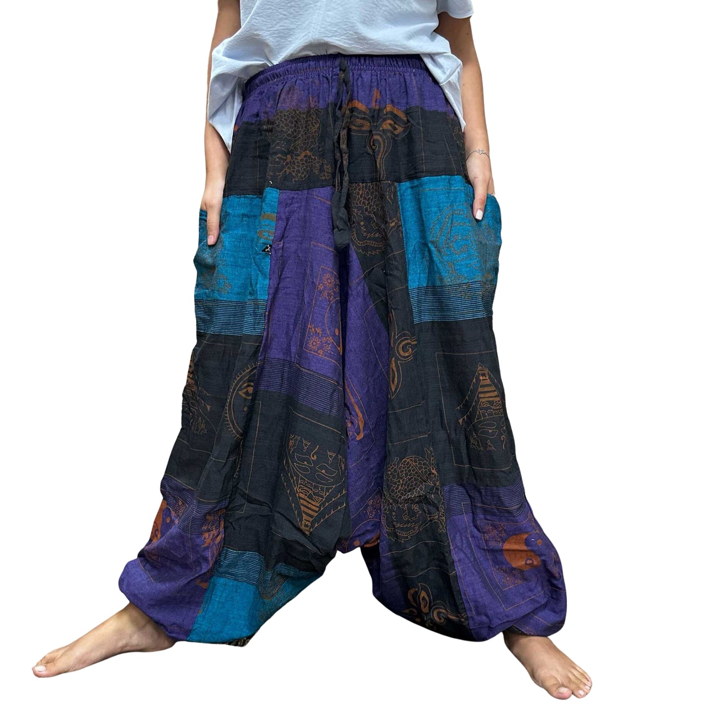 Pantalón de Algodón con Cintura Alta – Estilo Himalaya en Morado