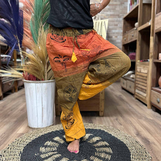 Pantalón de Algodón con Cintura Alta – Estilo Himalaya en Naranja